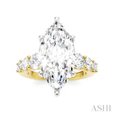 1 1/5 Ctw Marquise Shape Round Cut Diamond Semi-Mount Engagement Ring in 14K Yellow and White Gold
